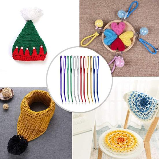 2Pcs Darning Needles Large Eye Aluminum Wool Sweater Sewing Knitting Crocheting Blunt Needles for Clothes