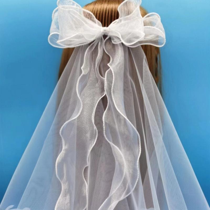 Wedding Tulle Bridal Layered Veil with Vine Trim&Bowknot Elegance Bride Supplies
