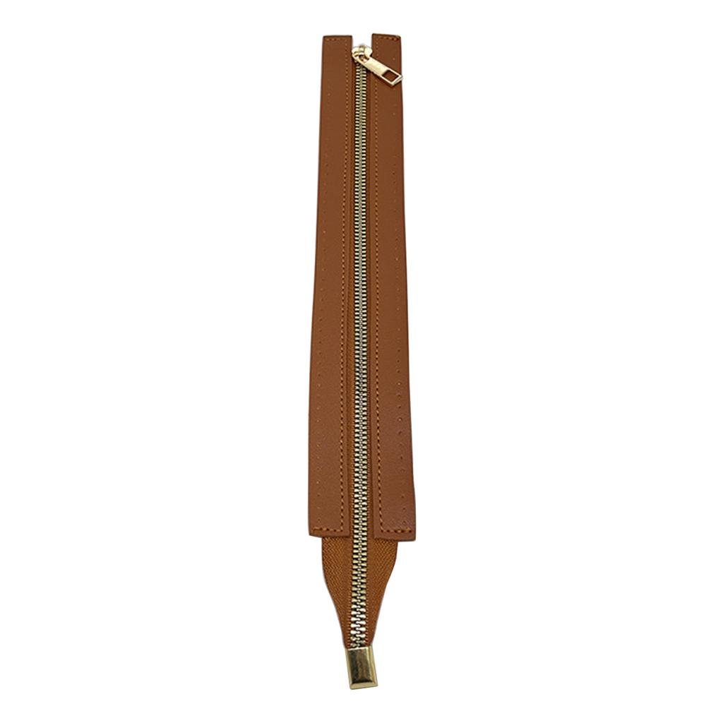 30cm PU Leather Zipper with Holes Metal Zipper DIY Zipper Replacement Hardware Zipper Accessories for Sewing Handbag