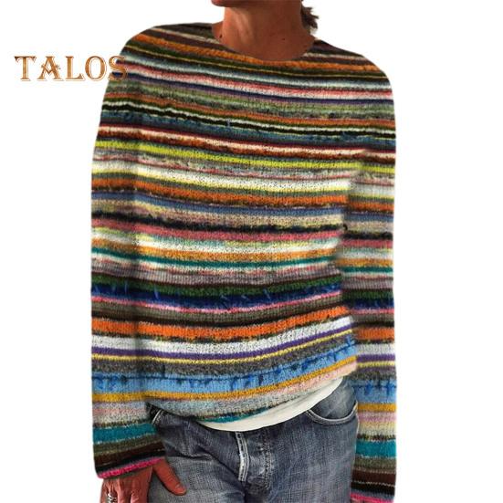 

Жіночий светр з круглим вирізом і довгим рукавом, пуловер із графічним принтом, светр вільного крою, товстий теплий трикотаж, щоденний одяг XXXL кавовий