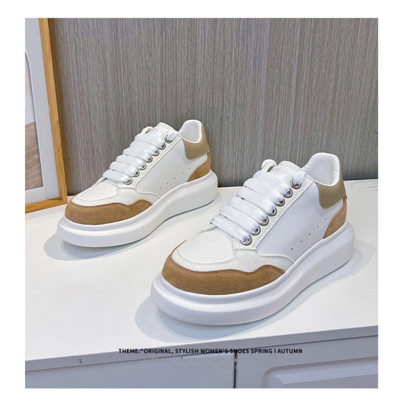 Sapatos de couro branco com sola de espuma, sapatos casuais femininos de primavera com sola grossa