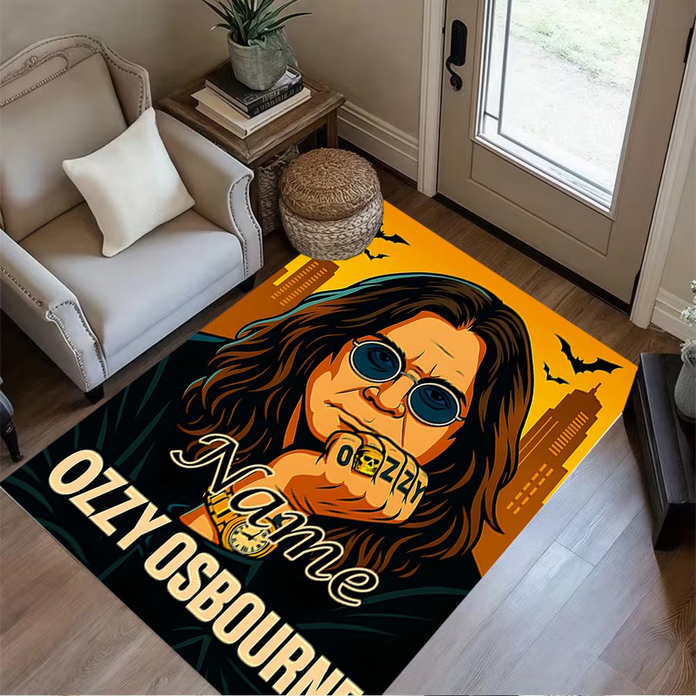 Ozzy Osbourne: Legend Personalized Name Floor Rug Office Rug Design for Foyer Dining Room Entryway Bedrooms Antislip Carpet Office home decor