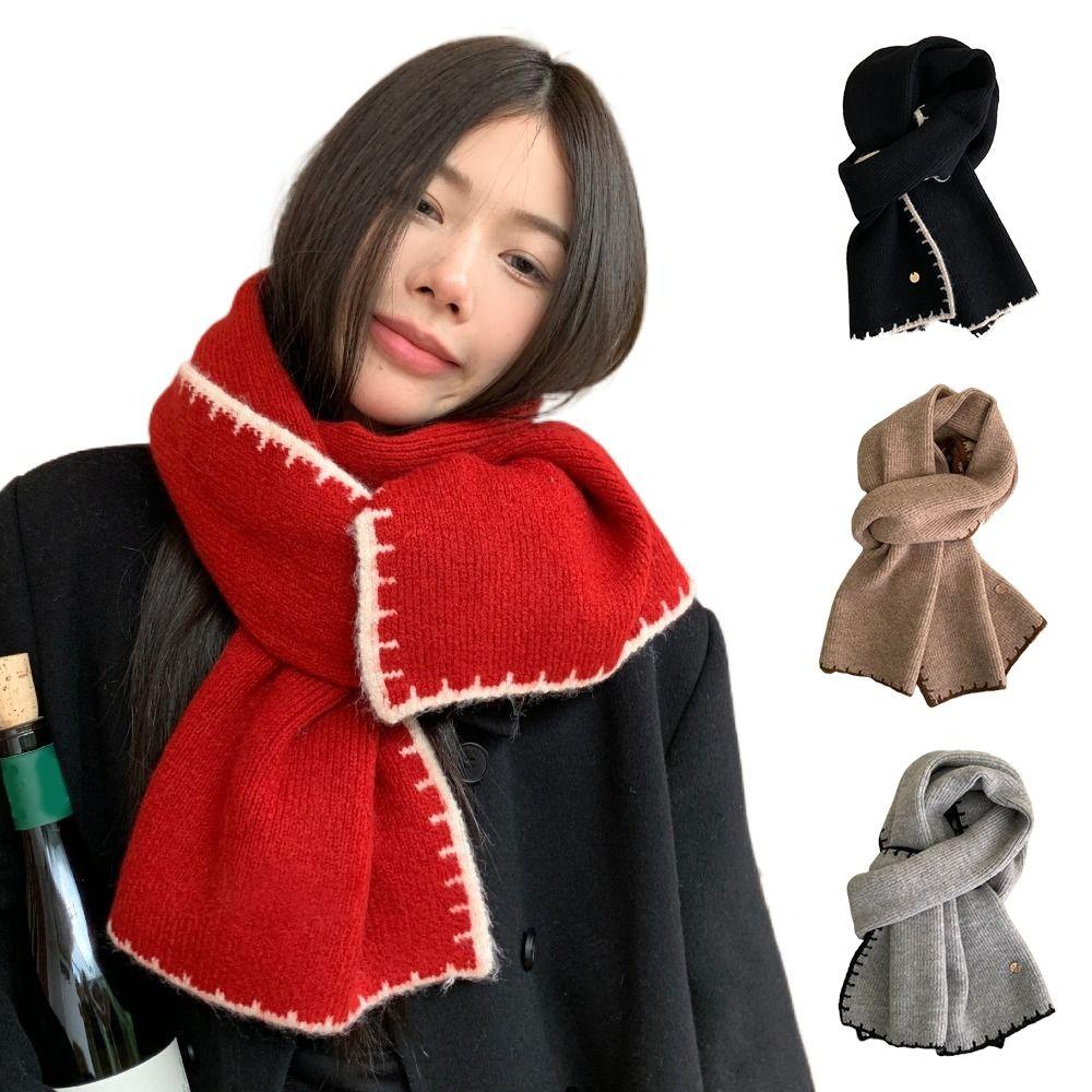 Color Matching Knit Scarf Cold-proof Neck Warmer Luxury Skiing Motorcycle Scarf  Women Men