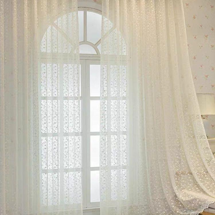 Licht Luxus Gaze Vorhang Wohnzimmer Balkon Schlafzimmer Fenster Bildschirm Stickerei Stickerei Weiß Garn Moderne