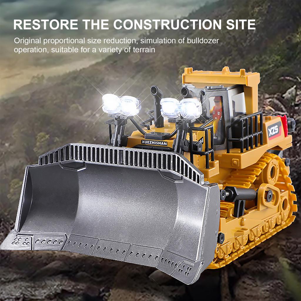2.4G Charging Remote Control Nine-Channel Crawler Heavy Bulldozer Children's Remote Control Toy Gifts Alloy Excavator