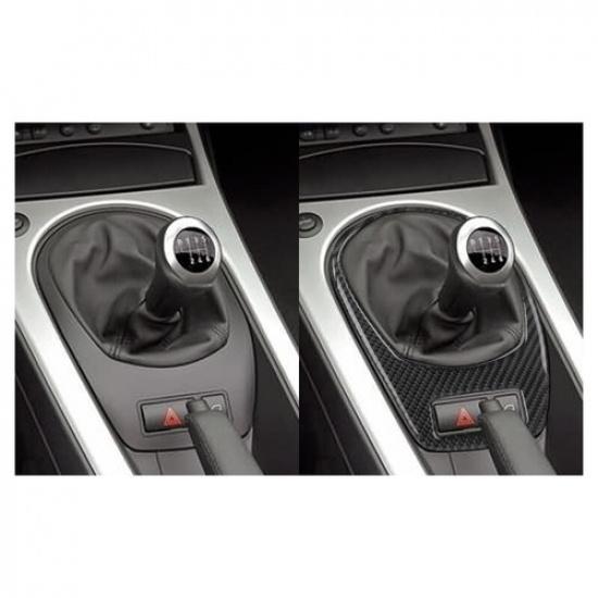 Black Soft Carbon Fiber Car Central Manual Gear Shift Bottom Cover For BMW Z4 03