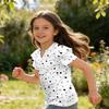 Girls V Neck Ruffle Sleeve Polka Dot Print Short Sleeve T Shirt Casual Blouse Lightweight Summer Top for Kids