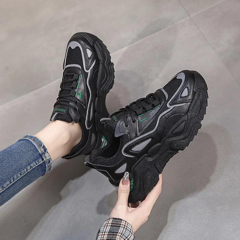 Women Chunky Sneakers New Casual Sports Dad Shoes for Women Trendy Mesh Breathable Running Sports Tenis Sneakers Platform Shoes