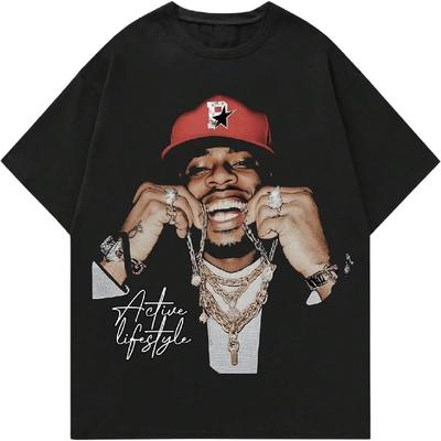 GORGLITTER Men's Graphic Tee Oversized Drop Shoulder Crewneck Short Sleeve Y2K Vacation T Shirt