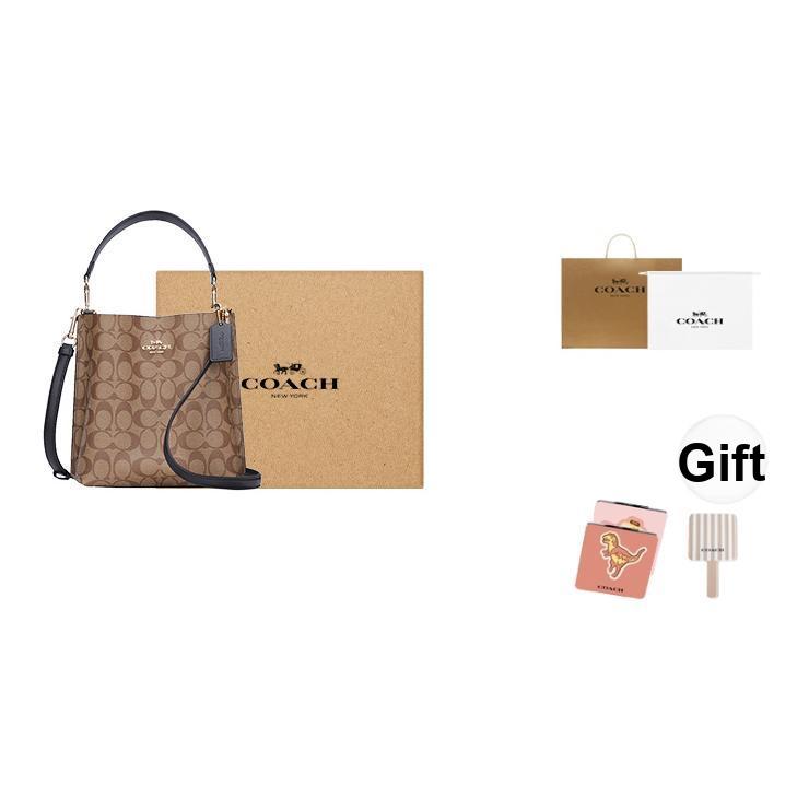 Coach Borsa Secchiello Mollie con Chiusura a Bottone a Pressione e Scomparto Centrale con Zip Borsa a Spalla da Donna Kaki Nero CA582-IMCBI