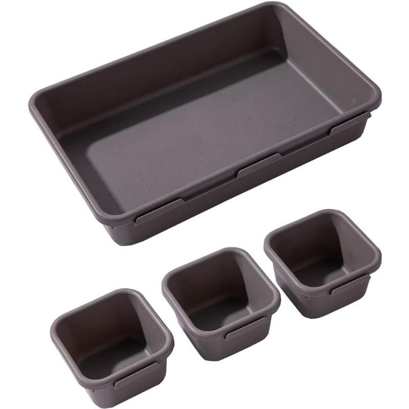 8pc Storage Box Kitchen Storage Holder Drawer Dividers Jewelry Trays for Drawers Kitchen Drawer Organizer Desk Drawer Organizer Tray Grey