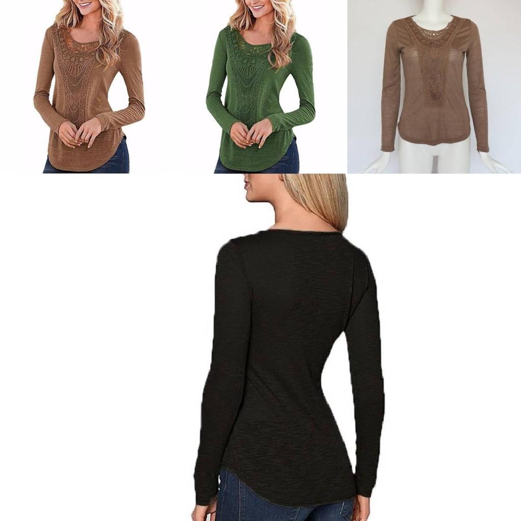 Elegant Lace Patchwork Long Sleeve Cotton Blouse For Women Geometric Design
