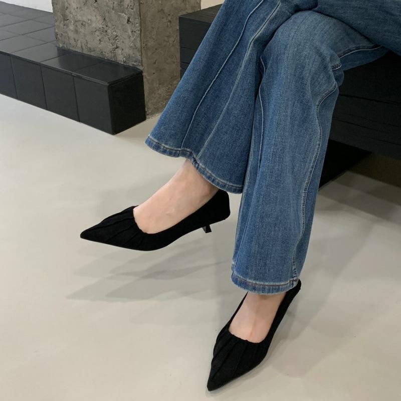 Single Shoes Women's 2025 New Spring and Autumn Versatile Commute 5cm Shallow Mouth Small Heels French Pointed Stiletto, High Heels