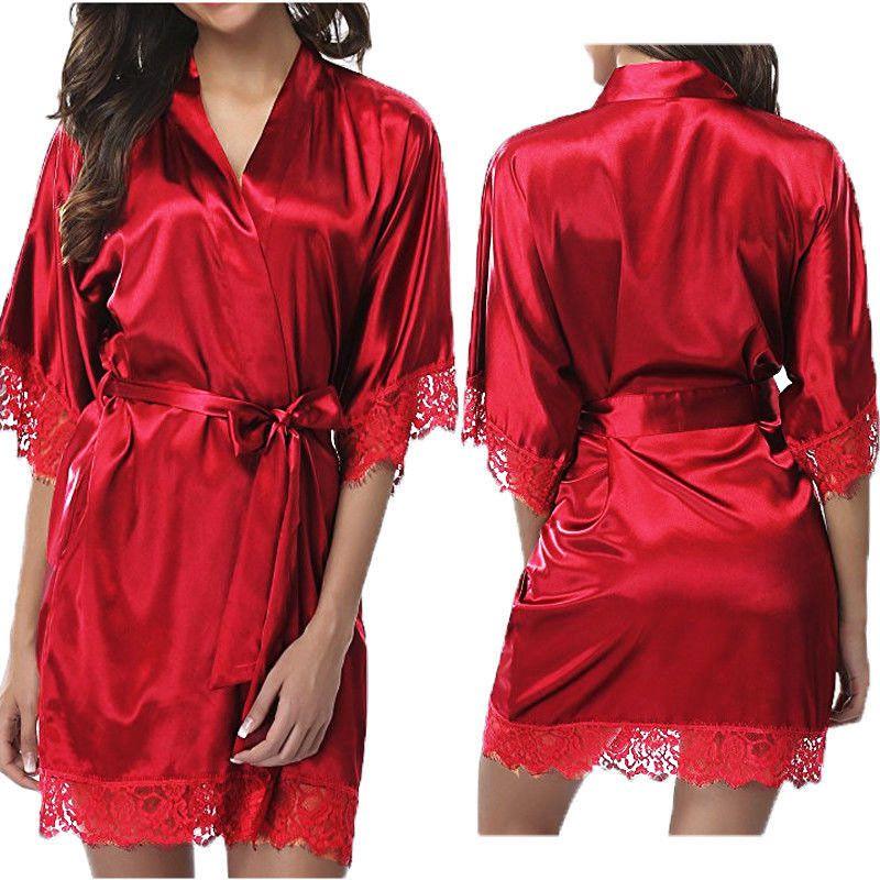 Silk Plain Womens Satin Robes Bridal Wedding Bridesmaid Bride Gown Robe Bath