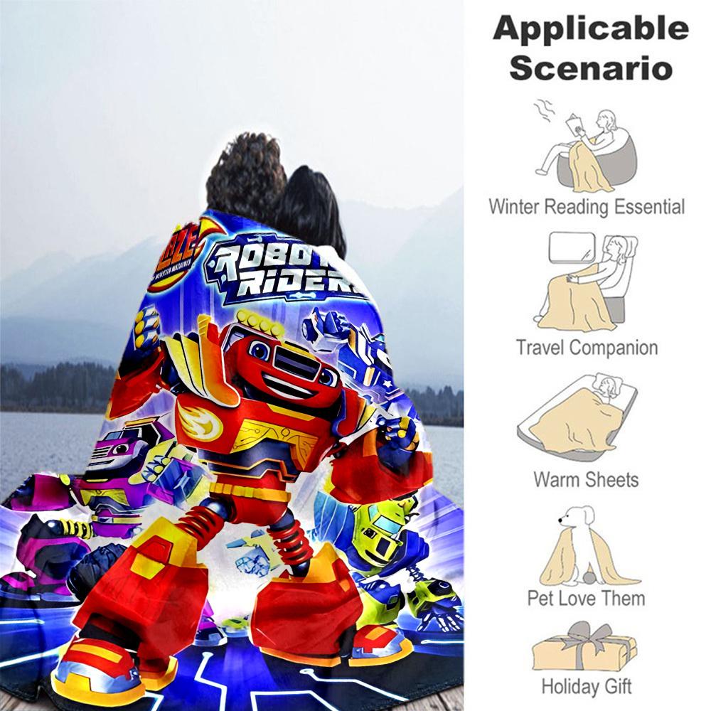 1pc Blaze and the Monster Machines Outdoor Blanket Lightweight Flannel, All Season Use for Sofa, Outdoor, Camping, Living Room, Office, Chair