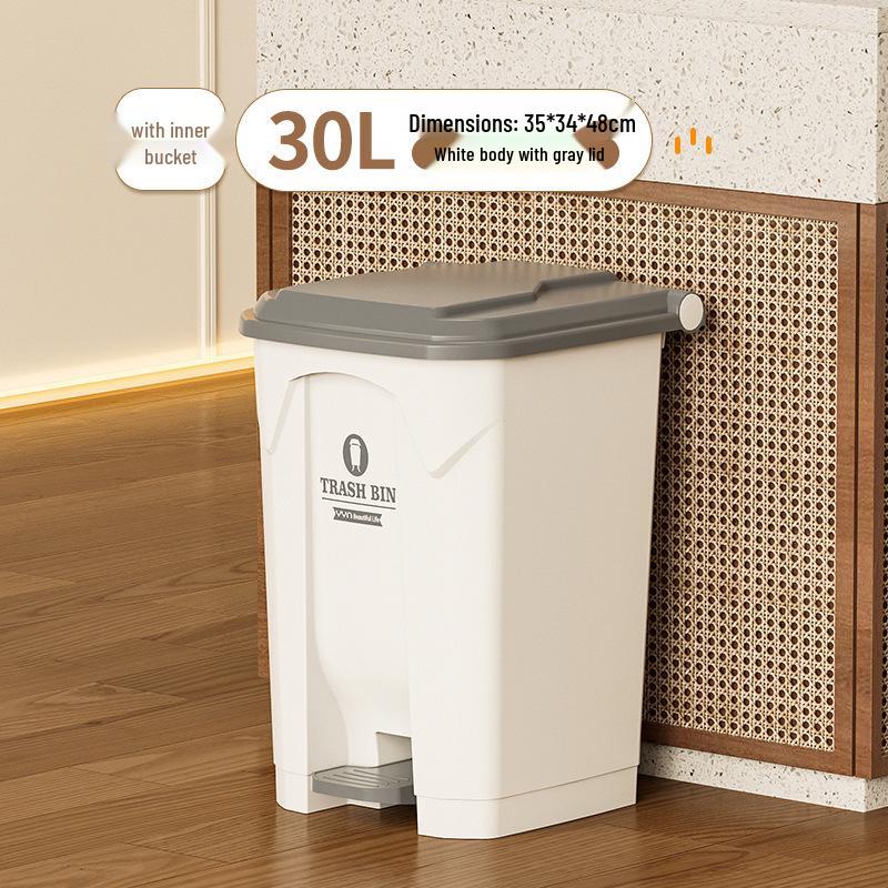 Large 30L Outdoor Kitchen Trash Can with Pedal and Lid