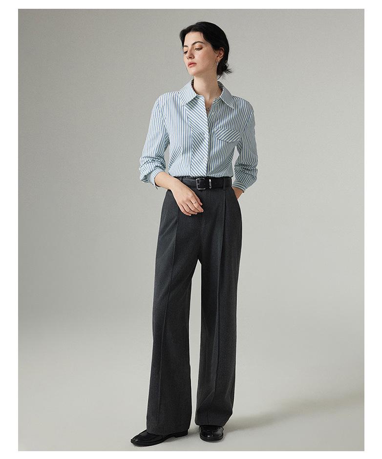 **2026 Neues Französisches Design Streifen Slimming Langarmhemd für Damen - Vielseitiges Oberteil für den Arbeitsweg**