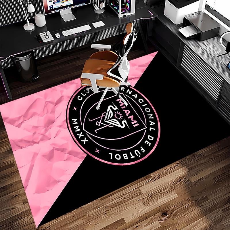 1pc Inter Miami CF Print Area Rug - Soft,Washable Non-Slip Indoor Mat for Office Chairs,Living Room,Home Office Decorative Rug