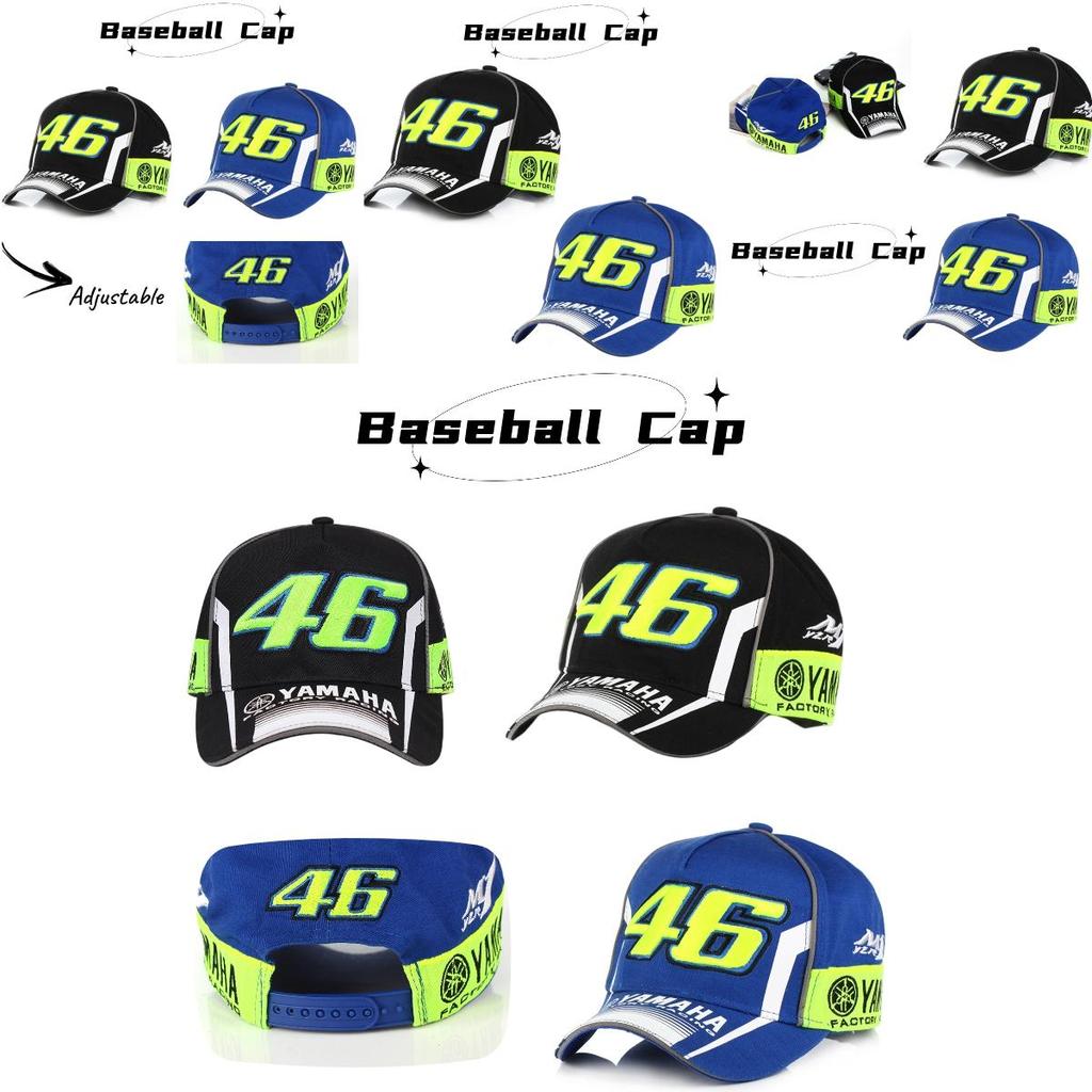 Yamaha Racing Cap With Embroidered Pattern, Summer Breathable Duck Tongue Hat In Blue And Black