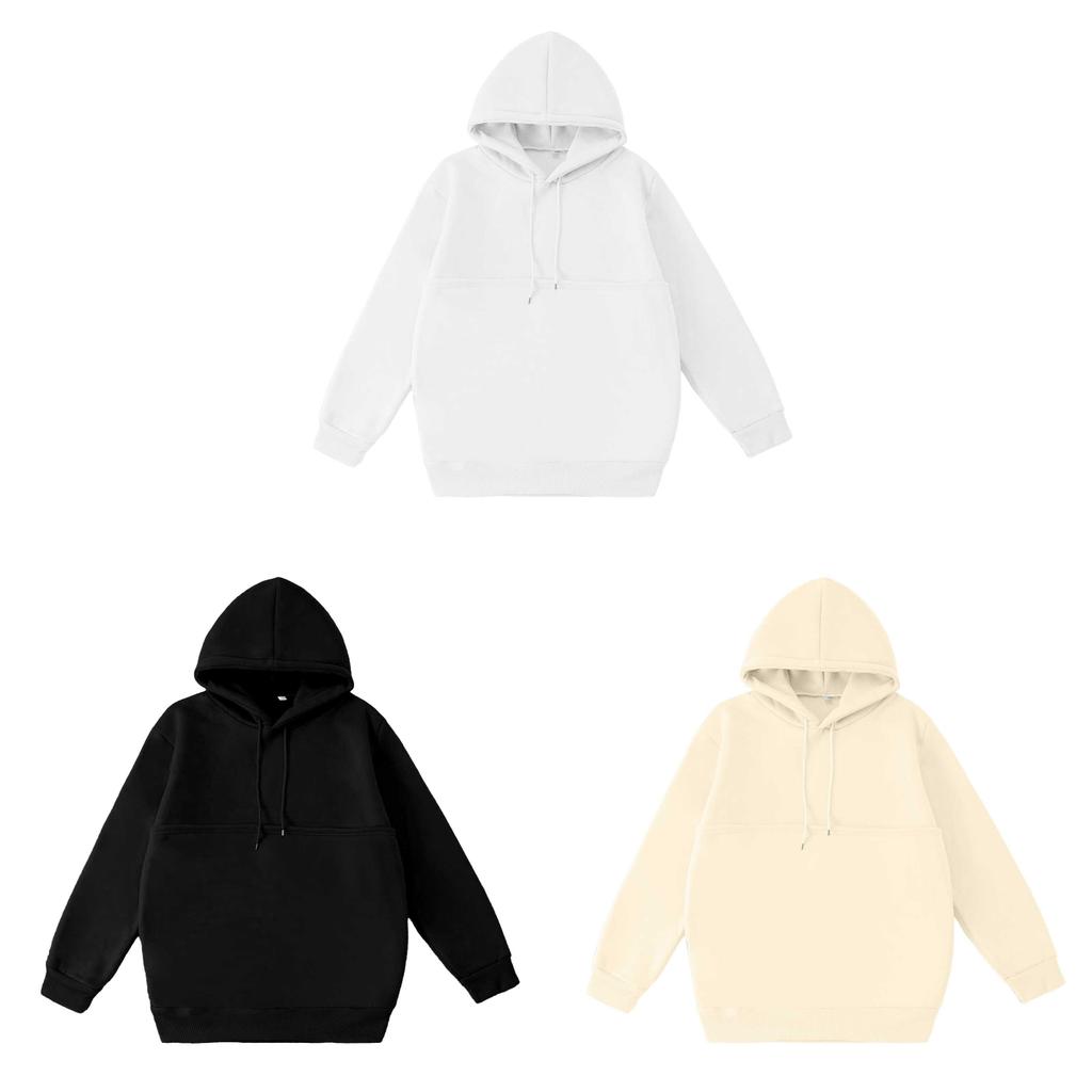 Kapuzenpullover für Damen mit großer Tasche Baumwollähnlicher Stoff Winter Lässiger Stil