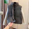 The New Gray Woolen Premium Sense Is Thin and Thickened Down Cotton Vest 2025 Autumn Fashion Wear Outer Vest