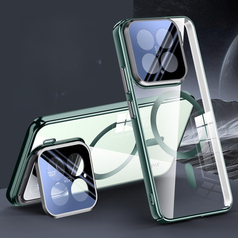 Suitable for Xiaomi 15pro Mobile Phone Case Lens Bracket Full-inclusive Xiaomi Anti-fall 15 Electroplated Transparent Por Magnetic Suction Men
