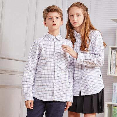 Camicia a Quadri a Maniche Lunghe per Scuola - Stile College Uniforme Studenti Primari per Ragazzi e Ragazze