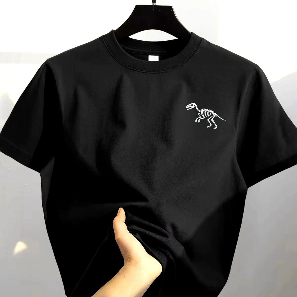 Summer Fashion Loose and Casual Sporty Style Y2K Mens Tshirt Interesting Little Dinosaur Highquality Pure Cotton Top