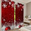 2Pcs Christmas Curtain Traditional Celebration Theme Pendant Baubles Ornate Snowflakes For Living Room Dining Room Bedroom