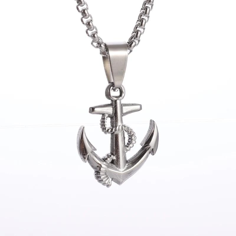 Stainless Steel Pirates of The Caribbean Anchor Sailor Anchor Necklace Pendant Men Women Fashion Hip Hop Street Jewelry