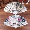 Retro Flower Printed Folding Fan Classical Dancing Fan Women Cheongsam Fan Portable Hand Held Fan Wedding Fan Decor Gifts