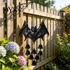 Dark Aesthetic Balcony Decorations Gothic Bat Metal Wind Chime, Halloween Hanging Ornament with Multiple Bells, 3D Three Dimensional Relief