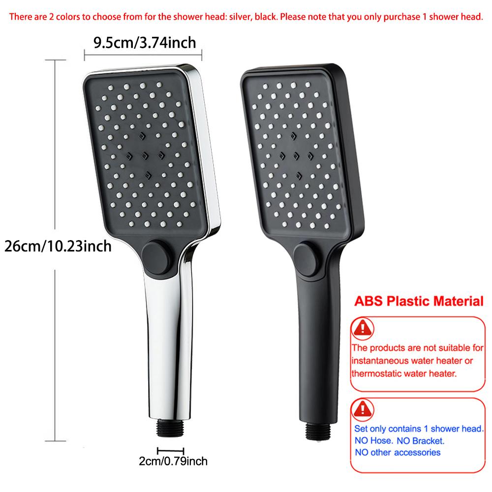 Boosting Showerhead, 3-speed Adjustable Showerhead, Square Shaped Household Shower and Bath Water Heater, Universal Four Point Interface Showerhead