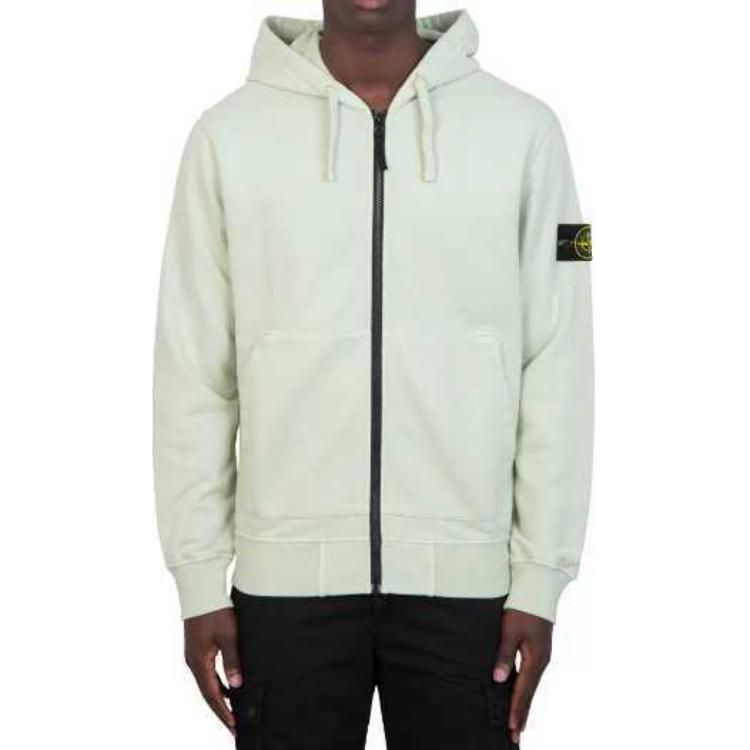 STONE ISLAND Felpa con zip e logo da uomo Verde Pistacchio 801564251-V0051