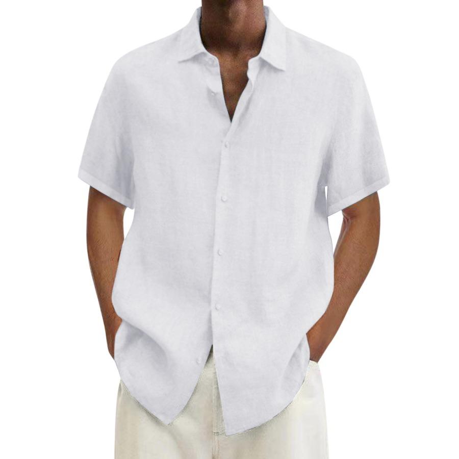 Sommer Kurzarm Solide Strand Hemd Männer Plus Größe Casual Kleidung Herren Revers Button Up Lose Shirts