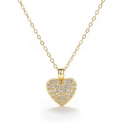 Huitan Gold Color Heart Pendant Necklace Full with Cubic Zircon Gorgeous Women Wedding Accessories Birthday Gift Fashion Jewelry