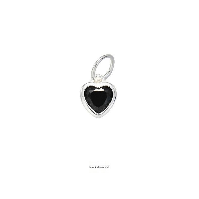 S925 Sterling Silver Blue Green Pink Heart Zircon Pendant for Fine Jewelry DIY Making Charms
