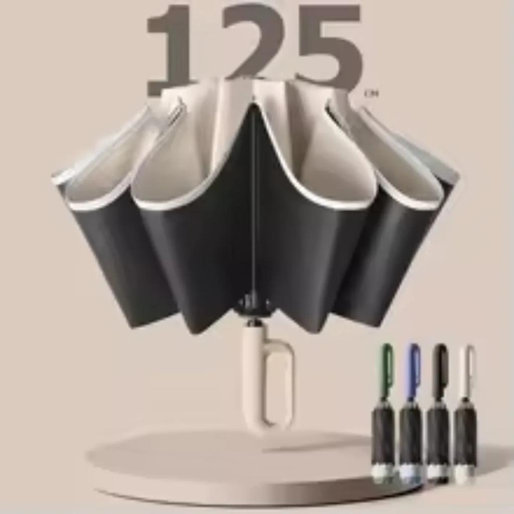 Large Windproof Umbrella featuring Reflective Stripes - Reverse Auto-Folding UV Umbrella Premium Mountain-Climbing Buckle Handle