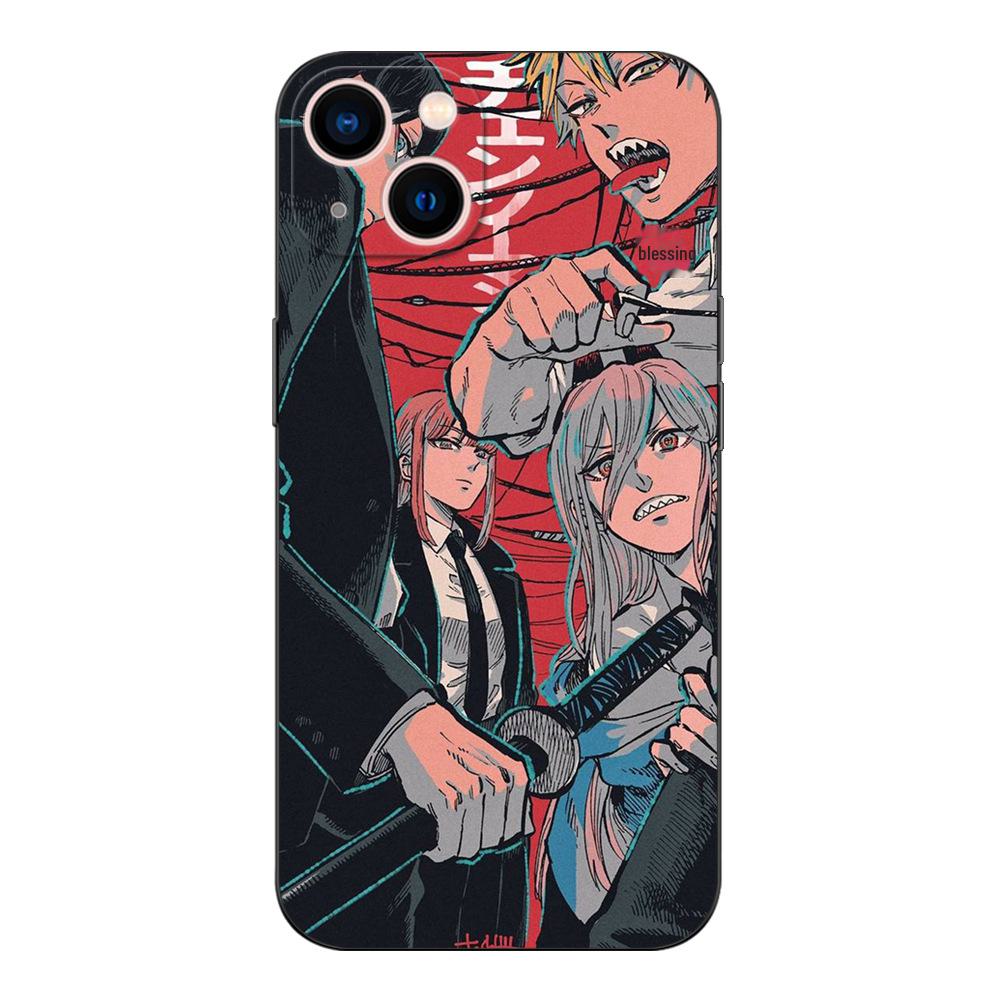 

Чехол для iPhone с изображением мультяшного человека-бензопилы — совместим с моделями 11, 12, 13, 14 Pro MAX MINI XR