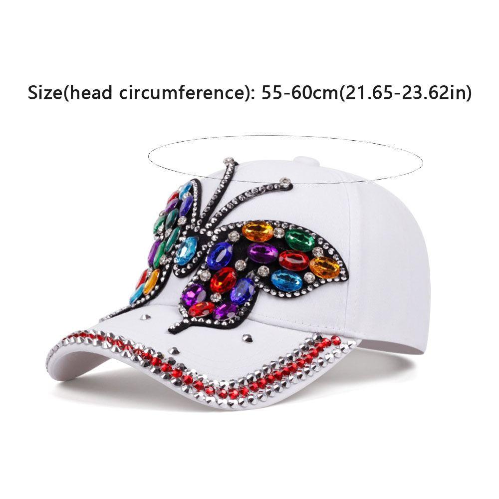 Adjustable Baseball Cap Butterfly Diamond Sun Protection Cap Versatile Denim Cap  Unisex
