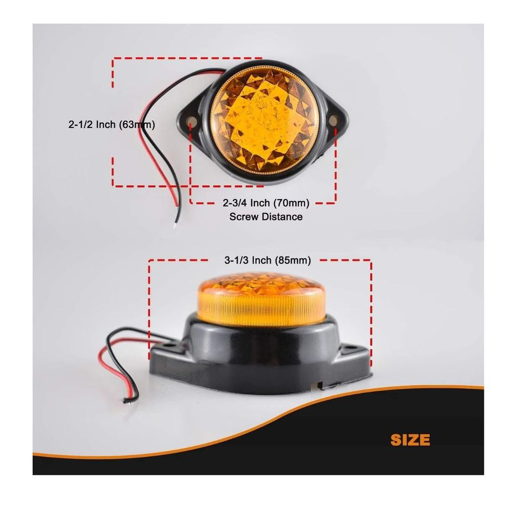 6PCS LED Side Marker Lights 24V Amber Trailer Marker Lamps – Cab Marker / Truck / RV / Semi Truck / Cargo Trailer Lights (Universal Fit)