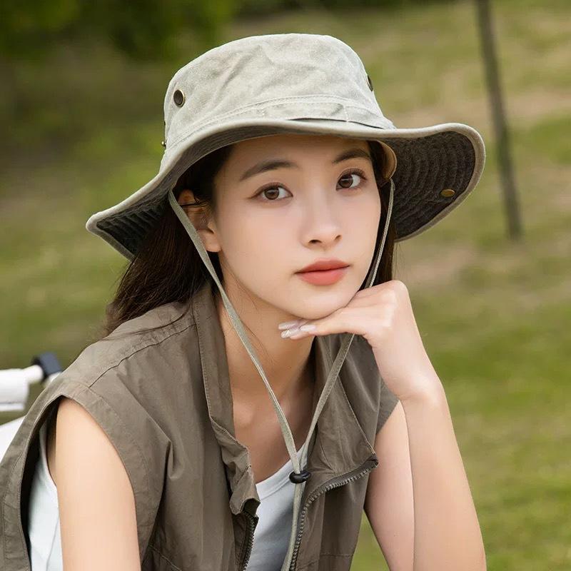 Washed old bucket hat men and women summer outdoor camping new sunshade sunscreen mountaineering western cowboy hat