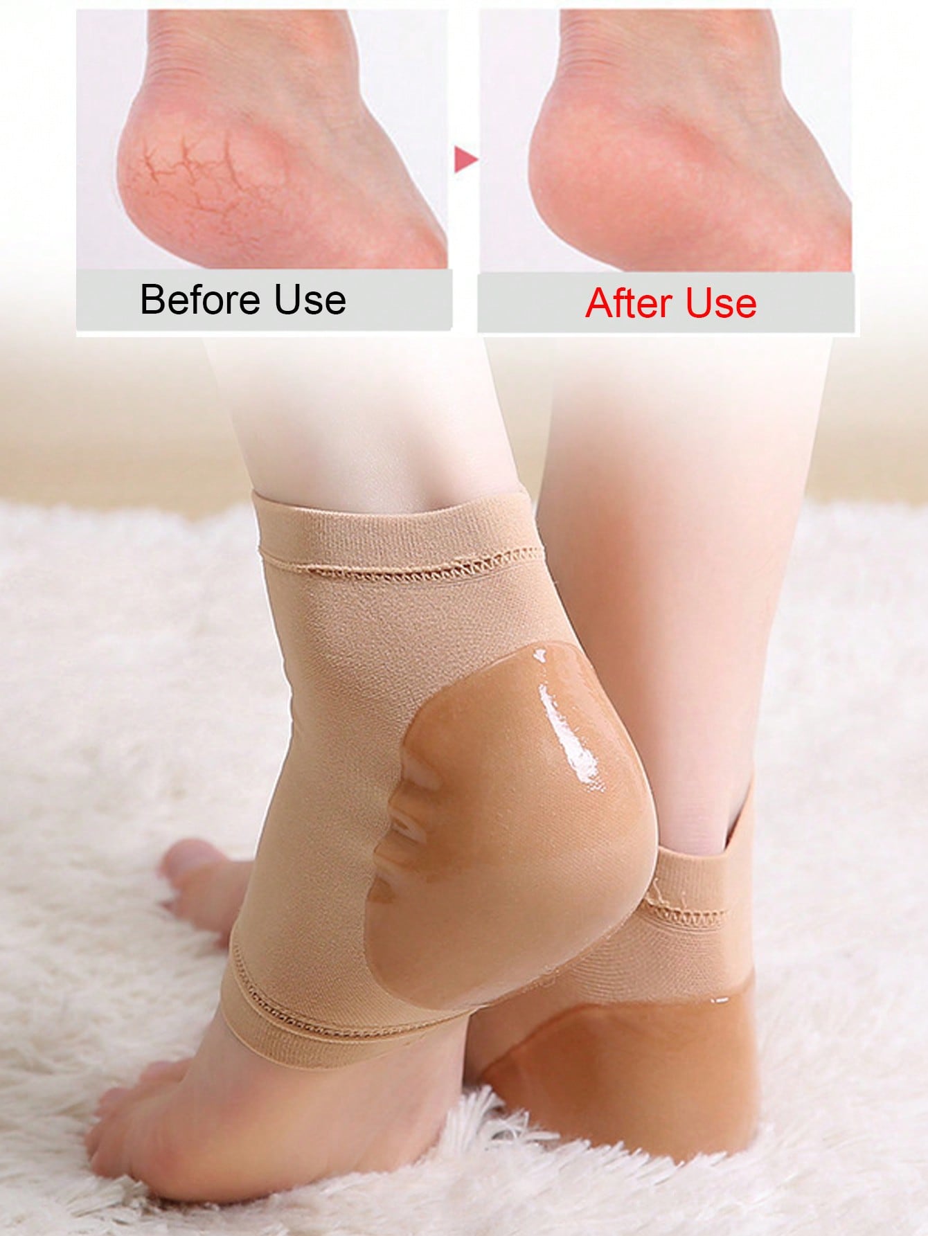 

Увлажняющие рукава для пятки, 1 пара, увлажняющий чехол для кожи пятки, отшелушивающий смягчающий чехол для пятки, поддержка пятки для женщин и мужчин one-size абрикосовый