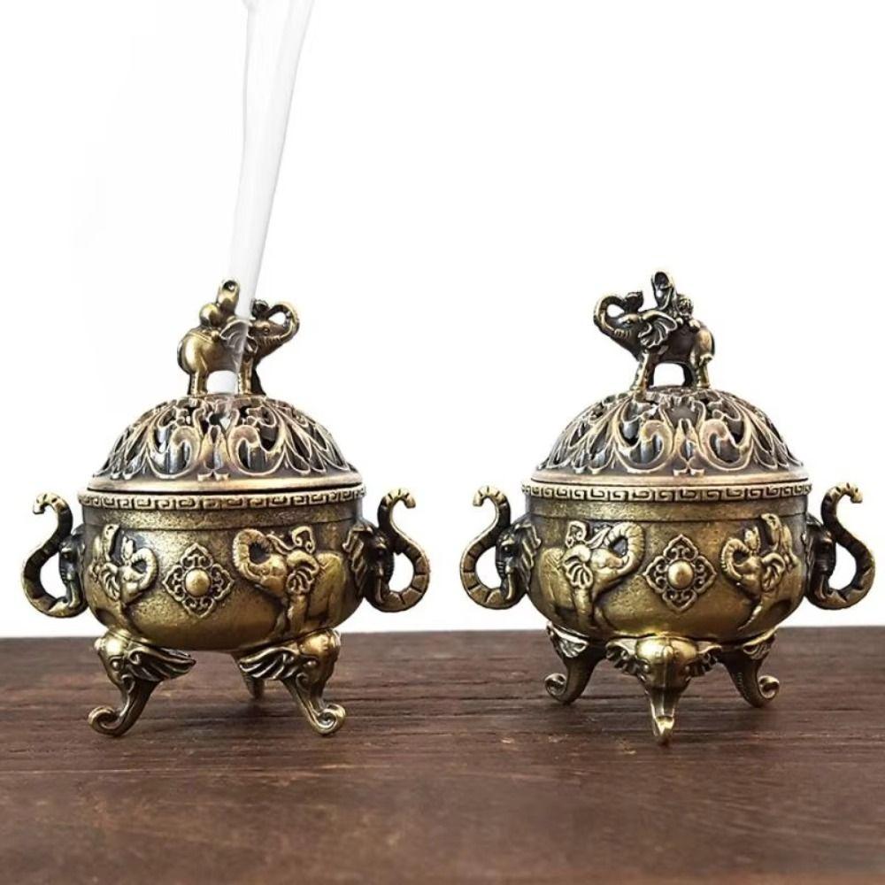 Alloy Incense Burner Hollow Out Three Legged Stove  Tea Ceremony Home Decoration