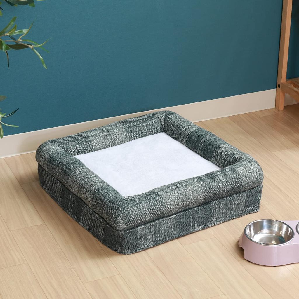 Fujiboeki Pet House/Pet Bed, 2-Room, 40cm Wide X 40cm Deep X 65cm High, Gray, Checkered Pattern, for Dogs and Cats, with Roof Bed, 53720, Small