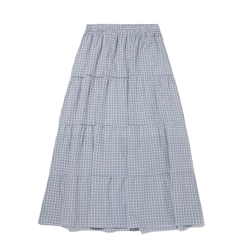 Intercrew Women'S Seersucker Tiered Long Skirt Blue Ita2Sl51Abl