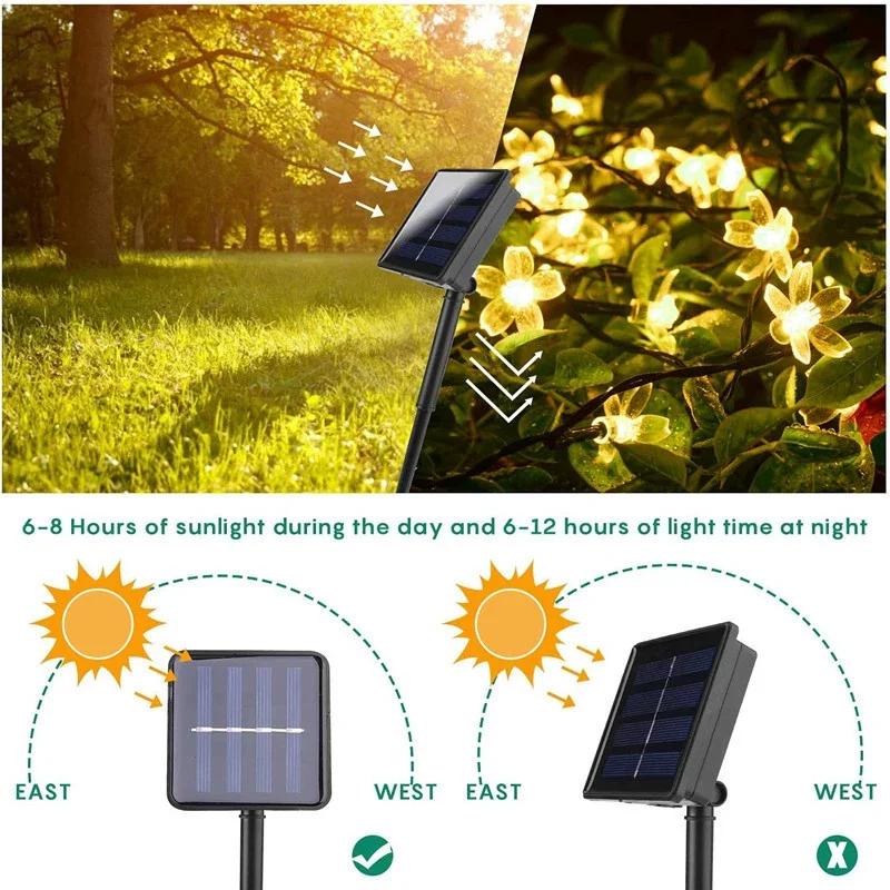 LED Festoon Cherry Blossom Garden Tree Solar Garland Wedding Party Balcony Decoration Holiday Outdoor Solar Light String