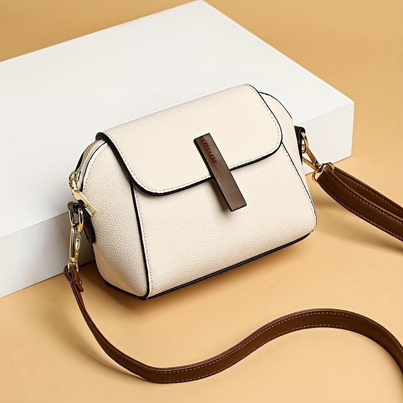 Modna Torba Crossbody Damska Mini Kopertówka z Klapką Damski Portfel PU na Co Dzień Torby na Ramię w Jednolitym Kolorze dla Dojeżdżających