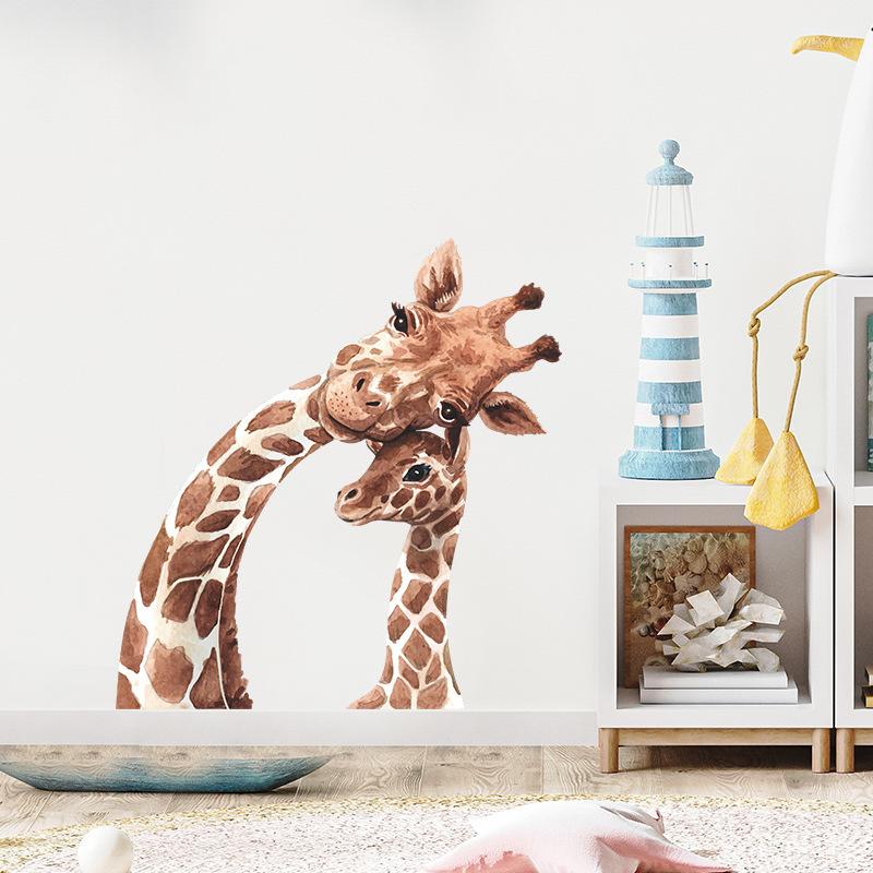 Cartoon Giraffe Family Wall Sticker Nakleyka for Kids Bedroom Nursery Bedroom Detskaya Entrance Hall Decor Decoration