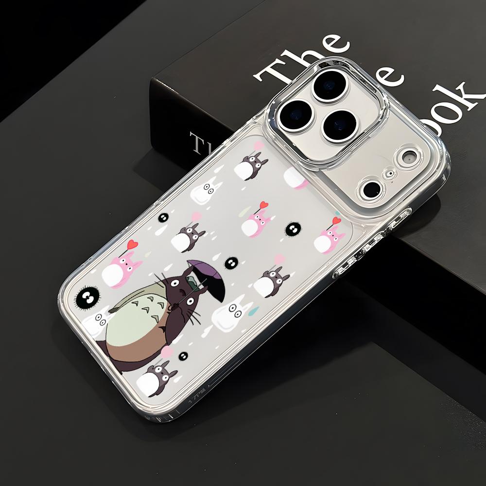 Cute Cartoon Totoros Phone Case for Apple iPhone 17 Air 16 16e 15 14 13 12 11 Pro Max X Xs XR 8 Plus Luxury Clear Cover